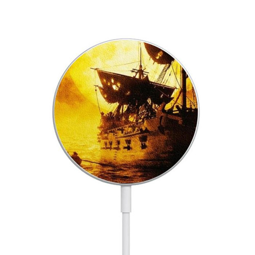 S0841 Pirates Black Pearl Magnetic Wireless Charger Pad with MagSafe 15W for iPhone 16 15 14 13 12
