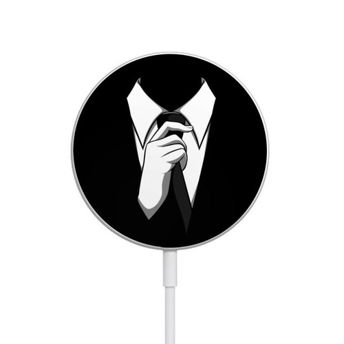 S1591 Anonymous Man in Black Suit Magnetic Wireless Charger Pad with MagSafe 15W for iPhone 16 15 14 13 12
