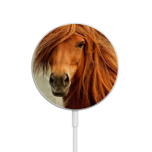 S1595 Beautiful Brown Horse Magnetic Wireless Charger Pad with MagSafe 15W for iPhone 16 15 14 13 12