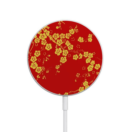 S2050 Cherry Blossoms Chinese Graphic Printed Magnetic Wireless Charger Pad with MagSafe 15W for iPhone 16 15 14 13 12