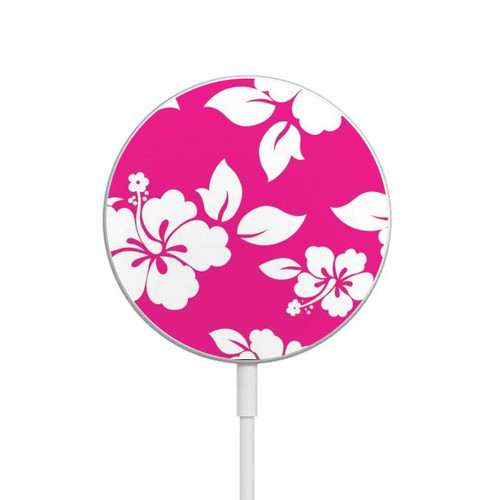 S2246 Hawaiian Hibiscus Pink Pattern Magnetic Wireless Charger Pad with MagSafe 15W for iPhone 16 15 14 13 12