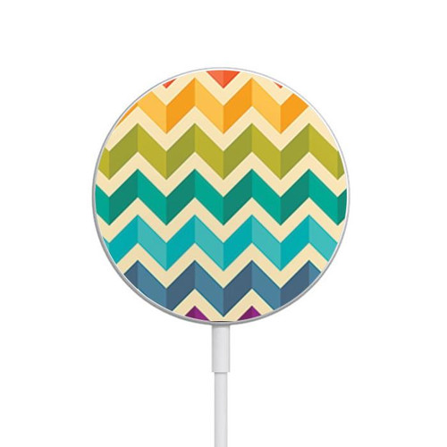 S2362 Rainbow Colorful Shavron Zig Zag Pattern Magnetic Wireless Charger Pad with MagSafe 15W for iPhone 16 15 14 13 12