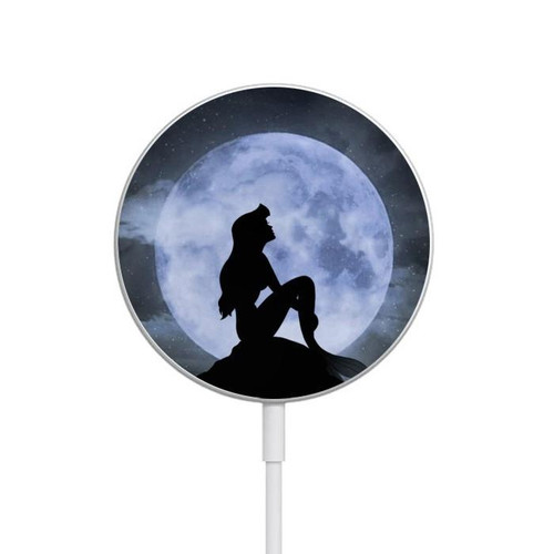 S2668 Mermaid Silhouette Moon Night Magnetic Wireless Charger Pad with MagSafe 15W for iPhone 16 15 14 13 12