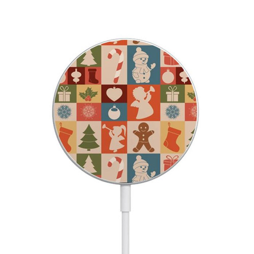 S2854 Cute Xmas Pattern Magnetic Wireless Charger Pad with MagSafe 15W for iPhone 16 15 14 13 12