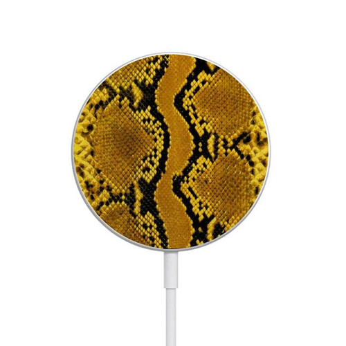S3365 Yellow Python Skin Graphic Print Magnetic Wireless Charger Pad with MagSafe 15W for iPhone 16 15 14 13 12
