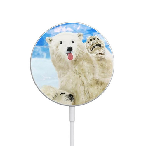 S3794 Arctic Polar Bear and Seal Paint Magnetic Wireless Charger Pad with MagSafe 15W for iPhone 16 15 14 13 12