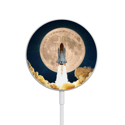 S3859 Bitcoin to the Moon Magnetic Wireless Charger Pad with MagSafe 15W for iPhone 16 15 14 13 12