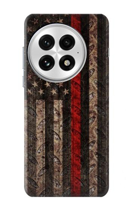 S3804 Fire Fighter Metal Red Line Flag Graphic Case For OnePlus 13