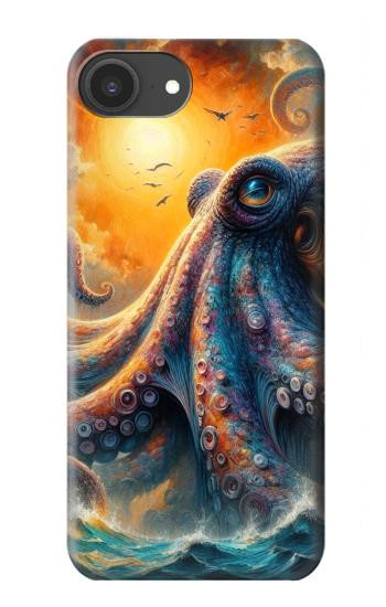 S4003 Oil Color Painting Giant Octopus Case For iPhone 16e, 17e