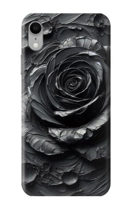 S3969 Black Rose Hard Brush Stroke Case For iPhone XR