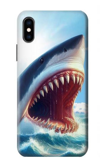 S4004 Oil Color Painting Giant Shark.jpeg Case For iPhone X, iPhone XS