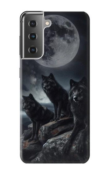 S3970 Black Wolf Full Moon Case For Samsung Galaxy S21 Plus 5G, Galaxy S21+ 5G