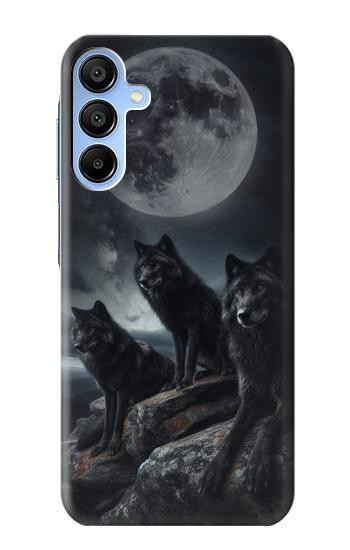 S3970 Black Wolf Full Moon Case For Samsung Galaxy A15 5G