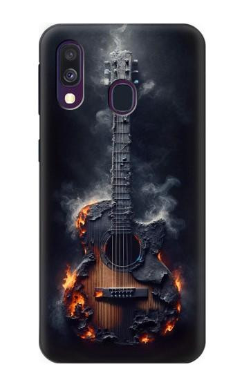 S3972 Burned Acoustic Guitar Graphic Case For Samsung Galaxy A40