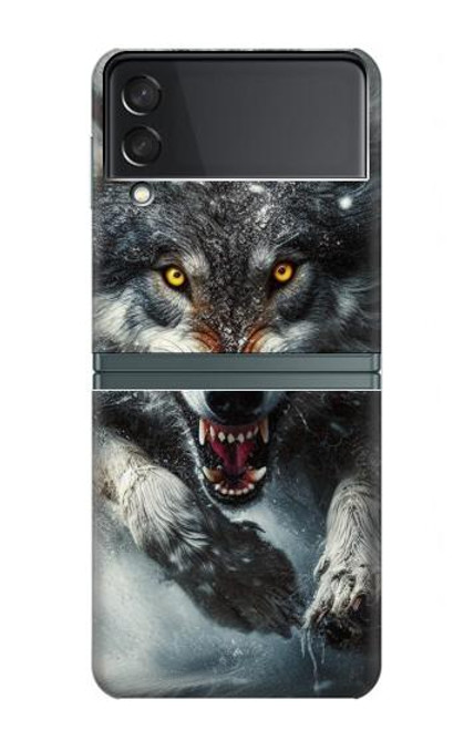 S3965 Angry Wolf Running Case For Samsung Galaxy Z Flip 3 5G