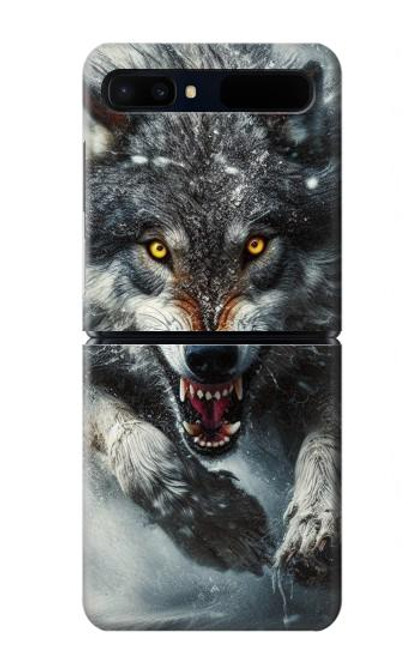 S3965 Angry Wolf Running Case For Samsung Galaxy Z Flip 5G