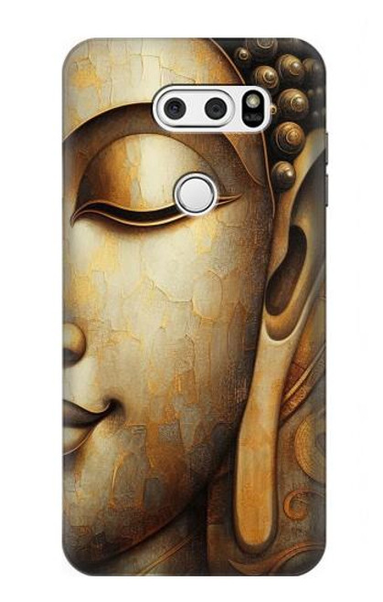 S4022 Vintage Buddha Face Golden Style Case For LG V30, LG V30 Plus, LG V30S ThinQ, LG V35, LG V35 ThinQ