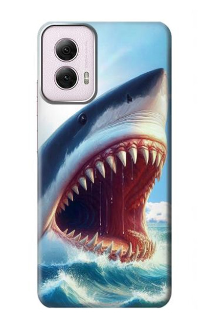 S4004 Oil Color Painting Giant Shark.jpeg Case For Motorola Moto G Power 5G (2024)