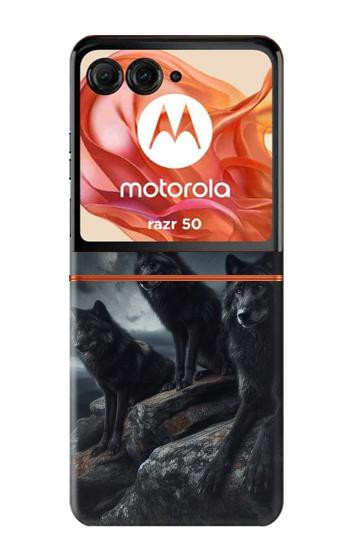 S3970 Black Wolf Full Moon Case For Motorola razr 2024, Motorola Razr 70,60,50, Razr (2026, 2025, 2024)