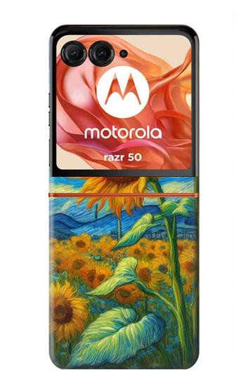 S4019 Sunflower Van Gogh Style Case For Motorola razr 2024, Motorola Razr 70,60,50, Razr (2026, 2025, 2024)