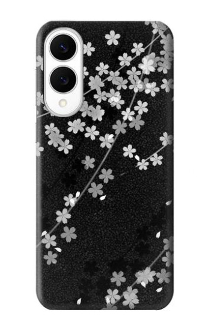 S2544 Japanese Kimono Style Black Flower Pattern Case For Samsung Galaxy S25 Edge