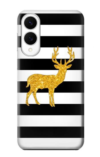 S2794 Black and White Striped Deer Gold Sparkles Case For Samsung Galaxy S25 Edge