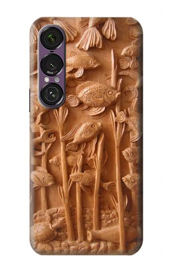 S1307 Fish Wood Carving Graphic Printed Case For Sony Xperia 1 VII