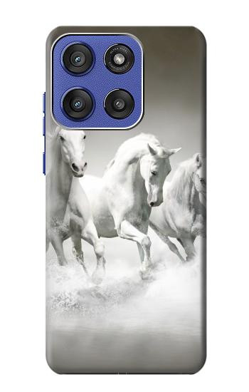 S0933 White Horses Case For Motorola Moto G Stylus 5G (2025,2026), Edge 60 Stylus