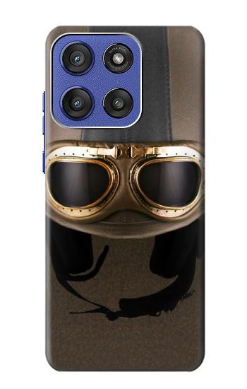 S2645 Vintage Brown Goggles Motorcycle Helmet Case For Motorola Moto G Stylus 5G (2025), Edge 60 Stylus