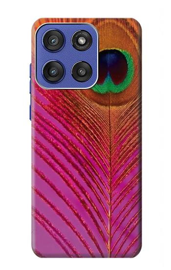 S3201 Pink Peacock Feather Case For Motorola Moto G Stylus 5G (2025,2026), Edge 60 Stylus