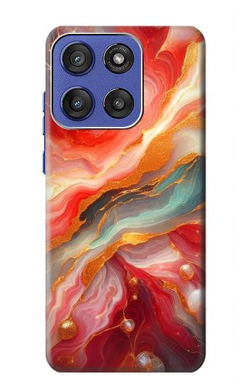 S4012 Red Marble Gold Veins Case For Motorola Moto G Stylus 5G (2025,2026), Edge 60 Stylus