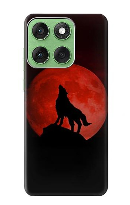 S2955 Wolf Howling Red Moon Case For Motorola Edge 60
