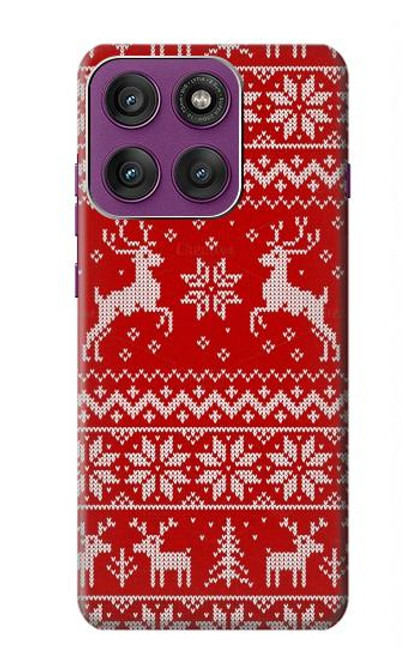 S2835 Christmas Reindeer Knitted Pattern Case For Motorola Edge 60 Pro