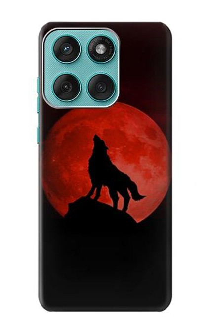 S2955 Wolf Howling Red Moon Case For Motorola Edge 60 Fusion