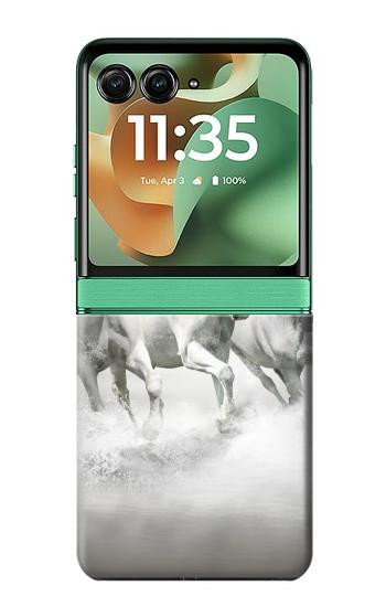 S0933 White Horses Case For Motorola Razr 70+,60+, Razr+ (2026, 2025, 2024)