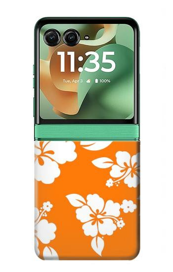 S2245 Hawaiian Hibiscus Orange Pattern Case For Motorola Razr 70+,60+, Razr+ (2026, 2025, 2024)