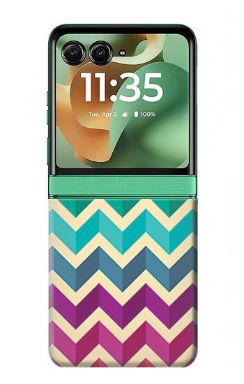 S2362 Rainbow Colorful Shavron Zig Zag Pattern Case For Motorola Razr 70+,60+, Razr+ (2026, 2025, 2024)