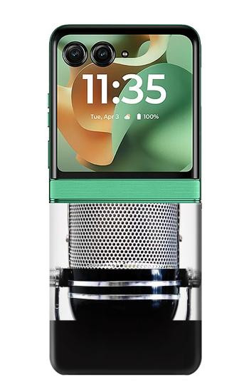 S2381 Vintage Radio Microphone On The Air Case For Motorola Razr 70+,60+, Razr+ (2026, 2025, 2024)