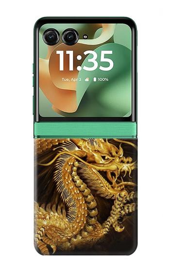 S2804 Chinese Gold Dragon Printed Case For Motorola Razr 70+,60+, Razr+ (2026, 2025, 2024)