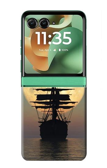 S2897 Pirate Ship Moon Night Case For Motorola Razr 70+,60+, Razr+ (2026, 2025, 2024)