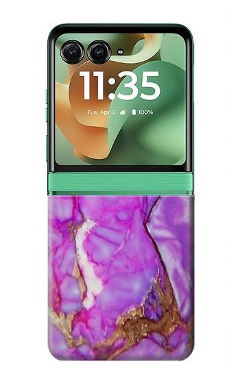 S2907 Purple Turquoise Stone Case For Motorola Razr 70+,60+, Razr+ (2026, 2025, 2024)