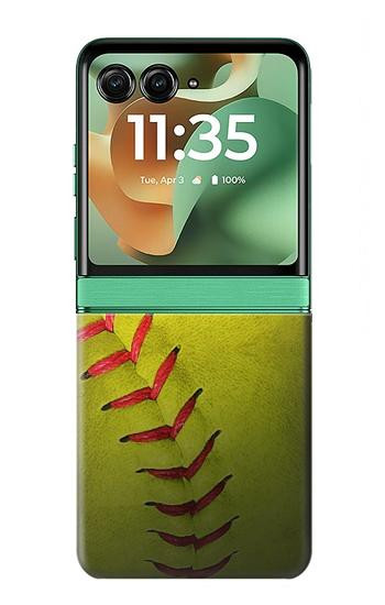 S3031 Yellow Softball Ball Case For Motorola Razr 70+,60+, Razr+ (2026, 2025, 2024)