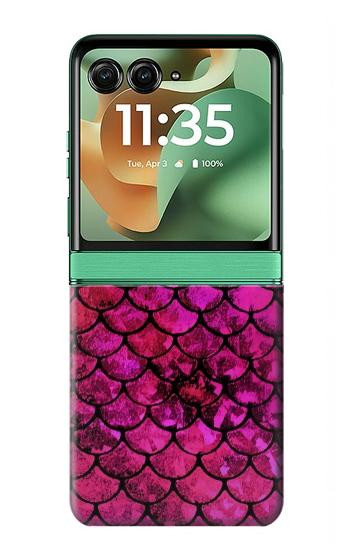 S3051 Pink Mermaid Fish Scale Case For Motorola Razr 70+,60+, Razr+ (2026, 2025, 2024)