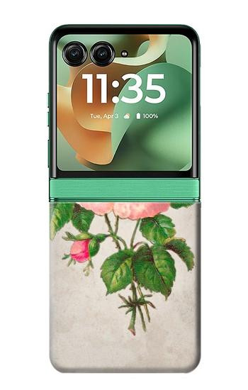 S3079 Vintage Pink Rose Case For Motorola Razr 70+,60+, Razr+ (2026, 2025, 2024)