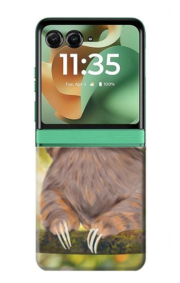 S3138 Cute Baby Sloth Paint Case For Motorola Razr 70+,60+, Razr+ (2026, 2025, 2024)