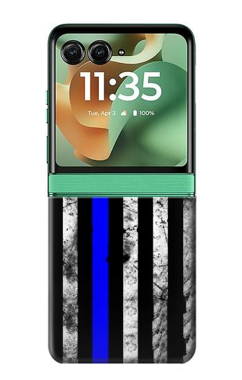 S3244 Thin Blue Line USA Case For Motorola Razr 70+,60+, Razr+ (2026, 2025, 2024)
