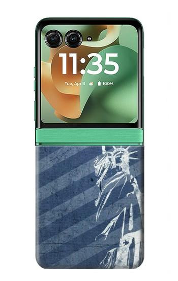 S3450 US Flag Liberty Statue Case For Motorola Razr 70+,60+, Razr+ (2026, 2025, 2024)