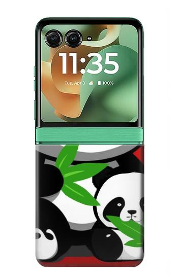 S3929 Cute Panda Eating Bamboo Case For Motorola Razr 70+,60+, Razr+ (2026, 2025, 2024)