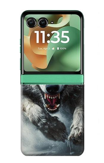 S3965 Angry Wolf Running Case For Motorola Razr 70+,60+, Razr+ (2026, 2025, 2024)