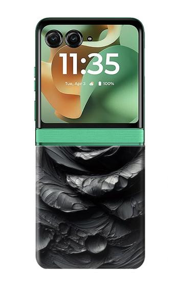 S3969 Black Rose Hard Brush Stroke Case For Motorola Razr 70+,60+, Razr+ (2026, 2025, 2024)